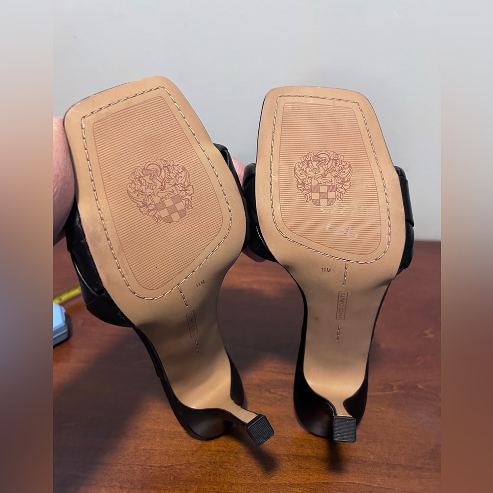 Vince Camuto black leather Brelanie woven strap mule size 11 - Picture 9 of 14